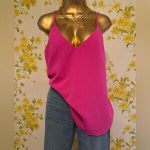 Pink V-Neck Spaghetti Strap Women's Top size M